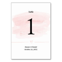 Elegant Blush Waterverf Trouwtafel Nummer