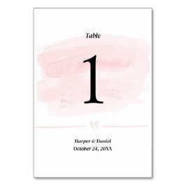 Elegant Blush Waterverf Trouwtafel Nummer Kaart