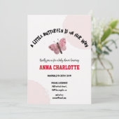 Elegant Blush Waterverf Vlinder Baby shower Kaart (Staand voorkant)