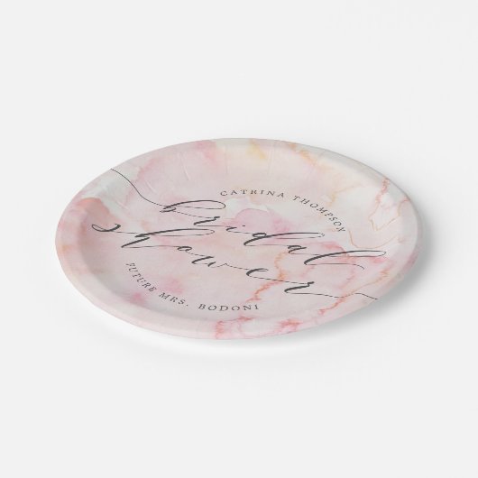 Elegant Blush Waterverf Vrijgezellenfeest Papieren Bordje (Gekanteld)