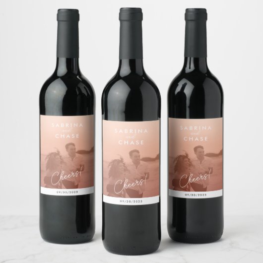 Elegant Blush Weddenschap Fotografie Etiket (Flessen)