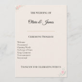 Elegant Blush Wedding Program Card Programmakaart (Voorkant)