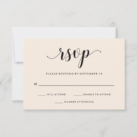 Elegant Blush Wedding RSVP Kaartje (Voorkant)