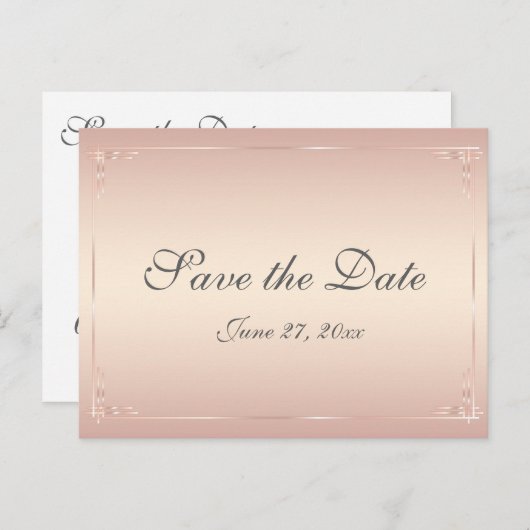 Elegant Blush Wedding Save the Dates Briefkaarten (Voorkant / Achterkant)