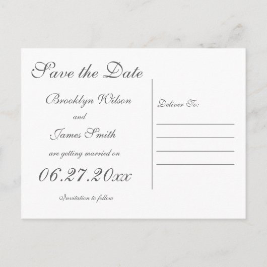 Elegant Blush Wedding Save the Dates Briefkaarten (Achterkant)
