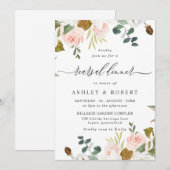 Elegant Blush & White Floral Rehearsal Dinner Kaart (Voorkant / Achterkant)