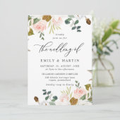 Elegant Blush & White Floral Spring Wedding Kaart (Staand voorkant)