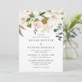 Elegant Blush & White Florals Modern Wedding Kaart (Staand voorkant)
