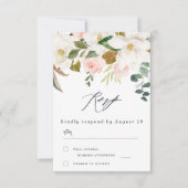 Elegant Blush & White Florals Modern Wedding RSVP Kaartje (Voorkant)