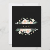 Elegant Blush White Flowers Gold Black Wedding Kaart (Achterkant)