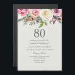 Elegant Blush & White Roses 80th Birthday Party Magnetische Uitnodiging<br><div class="desc">Elegant Blush & White Roses 80th Birthday Party Magnetic Invitation Zie bijbehorend collectie in Niche en Nest Store</div>