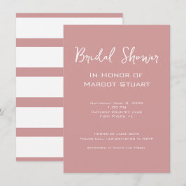 Elegant Blush White Script Stripe Vrijgezellenfees Kaart