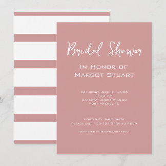 Elegant Blush White Script Stripe Vrijgezellenfees Kaart