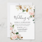 Elegant Blush & White Waterverf Flowers Wedding Kaart (Voorkant)