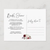 Elegant Blush Wine Floral Bridal Shower Invitation Uitnodiging Briefkaart (Achterkant)