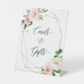 Elegant Blushing Chic Floral Cards and Gifts Table Reclamebord Met Voetstuk (Voorkant)