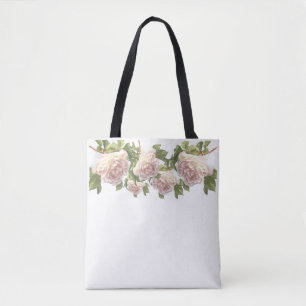 Elegant Blushing Ivoor Perzik roze Rozen Tote Bag
