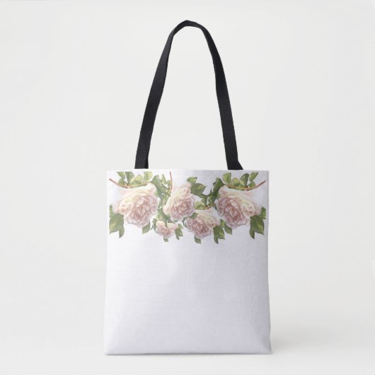 Elegant Blushing Ivoor Perzik roze Rozen Tote Bag (Voorkant)