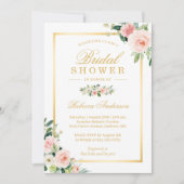 Elegant Blushing Pink Floral Gold Vrijgezellenfees Kaart (Voorkant)