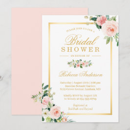 Elegant Blushing Pink Floral Gold Vrijgezellenfees Kaart