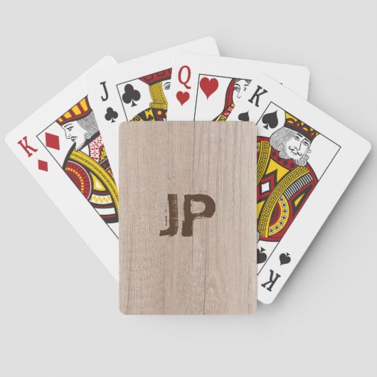Elegant Board Wood Plank Kijk Monogram Pokerkaarten (Achterkant)