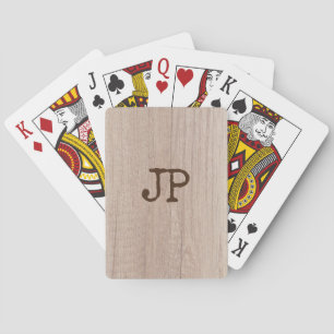 Elegant Board Wood Plank Kijk Monogram Sjabloon Pokerkaarten