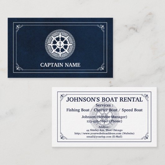 Elegant Boat Rental (Personaliseren) Visitekaartje (Voorkant / Achterkant)