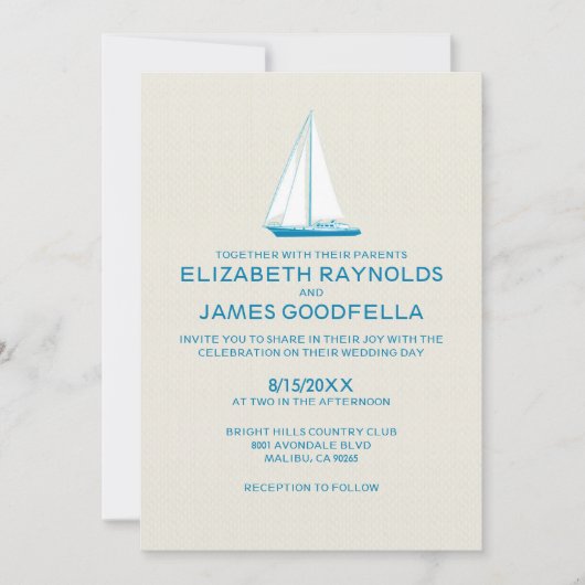 Elegant Boat Wedding Invitations Kaart (Voorkant)