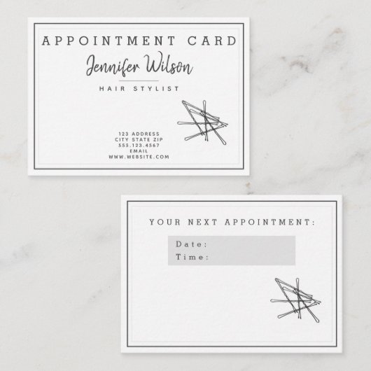 Elegant Bobby Pins - Hairsalon Benoeming Visitekaartje (Voorkant / Achterkant)