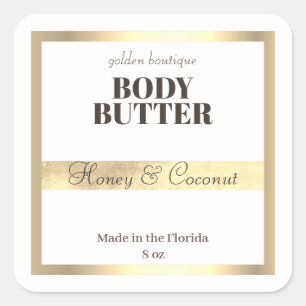 Elegant body Butter Spa Product Goud wit Vierkante Sticker