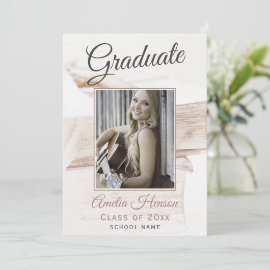 Elegant Boek Stack Afstuderen Foto Afstuderen Kaart (Staand voorkant)