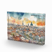 Elegant Boekarest Roemenië Waterverf Stad Uitzicht Fotoblokken (Rechts)