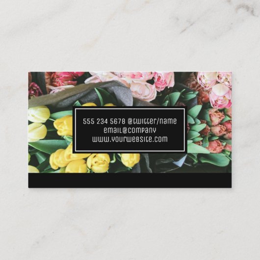 Elegant boeket bloemen | bloemistenschaar visitekaartje (Achterkant)