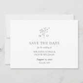 Elegant boeket grijze bruiloft save the date kaart (Voorkant)
