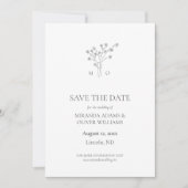 Elegant boeket grijze bruiloft save the date kaart (Voorkant)