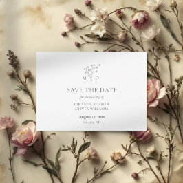 Elegant boeket grijze bruiloft save the date kaart