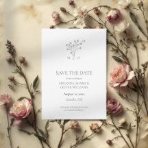 Elegant boeket grijze bruiloft save the date kaart