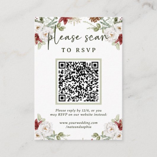 Elegant boeket | Kerstmis RSVP met QR-code Informatiekaartje (Voorkant)