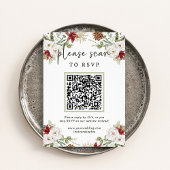 Elegant boeket | Kerstmis RSVP met QR-code Informatiekaartje