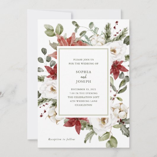 Elegant boeket | Kerstvakantie bruiloft Kaart (Voorkant)