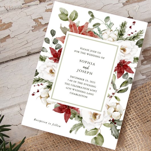 Elegant boeket | Kerstvakantie bruiloft Kaart