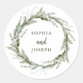 Elegant boeket | Kerstvakantie bruiloft Ronde Sticker (Voorkant)