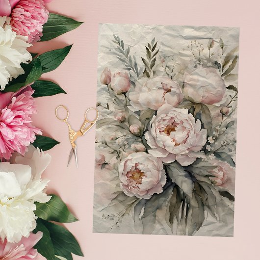 Elegant boeket van Blush Pink Peony Flowers Tissuepapier