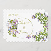 Elegant boeket van waterverf columbines feestdagenkaart (Voorkant / Achterkant)