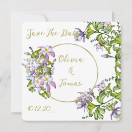 Elegant boeket van waterverf columbines kaart