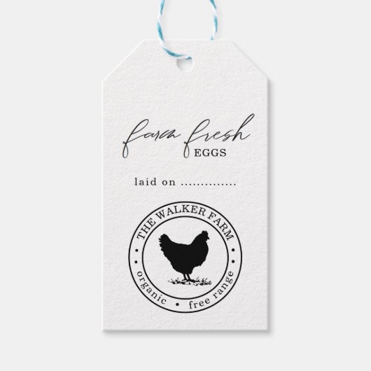 Elegant Boerderij Fresh Egg Carton Label Cadeaulabel (Voorkant)