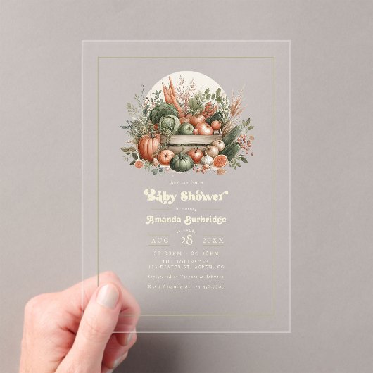 Elegant boeren markt Baby shower Acryl Uitnodigingen (Insitu (Draagbaar))
