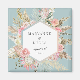 elegant bohaan floral monogram magnet
