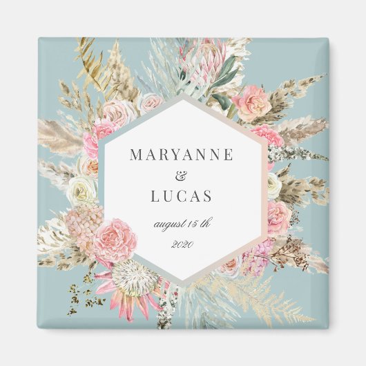 elegant bohaan floral monogram magnet (Voorkant)