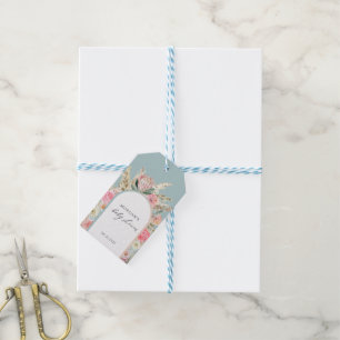Elegant Boheems Bloemen Baby shower Monogram Cadeaulabel